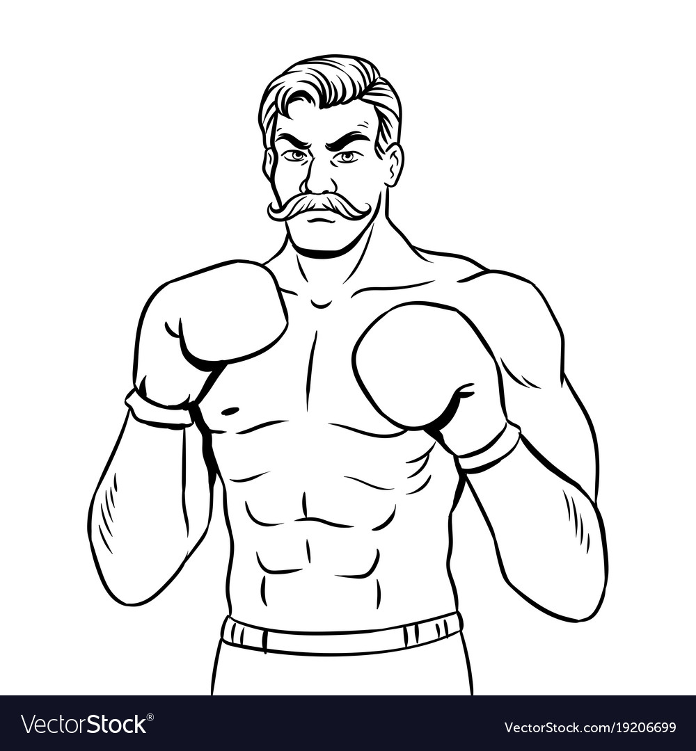Vintage boxer fighter coloring book royalty free vector