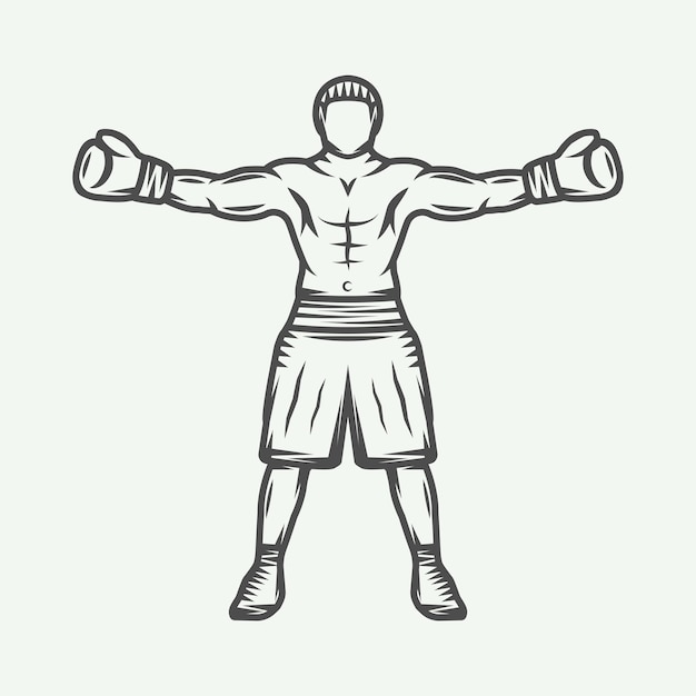 Premium vector vintage retro boxer can be used for logo badge emblem mark label monochrome graphic