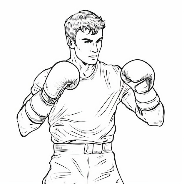 Premium ai image professional boxer coloring page in fujifilm xv style