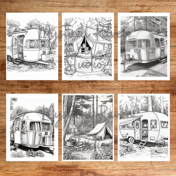 Unique vintage camping illustrations