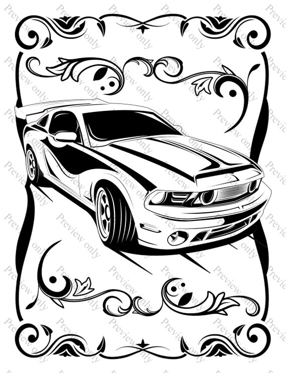 Muscle cars coloring page sheets pack print and color vehicles automobiles vintage classic hot rods instant download