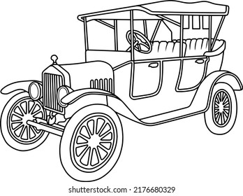 Retro car illustration coloring page stock illustration