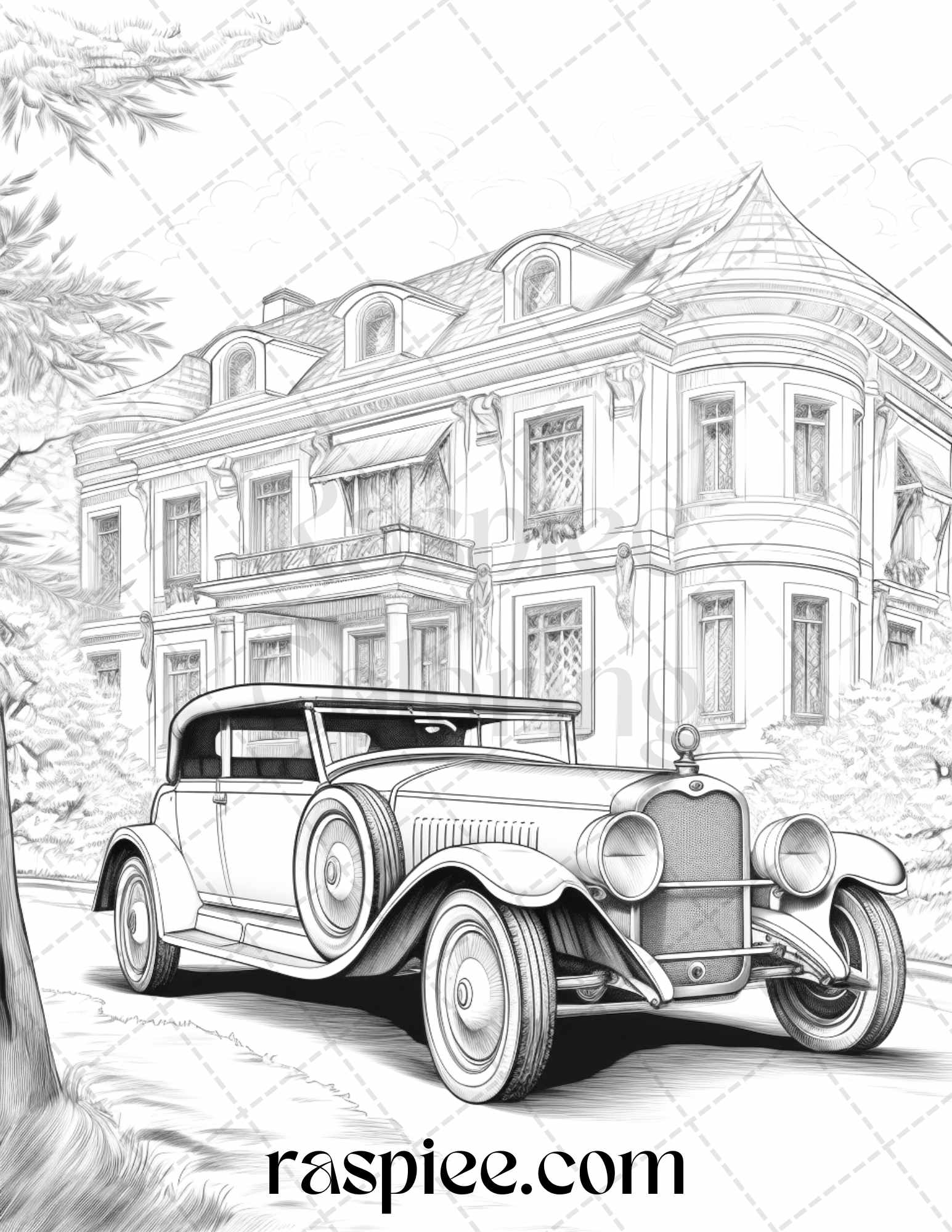 Vintage cars grayscale coloring pages printable for adults pdf fil â coloring