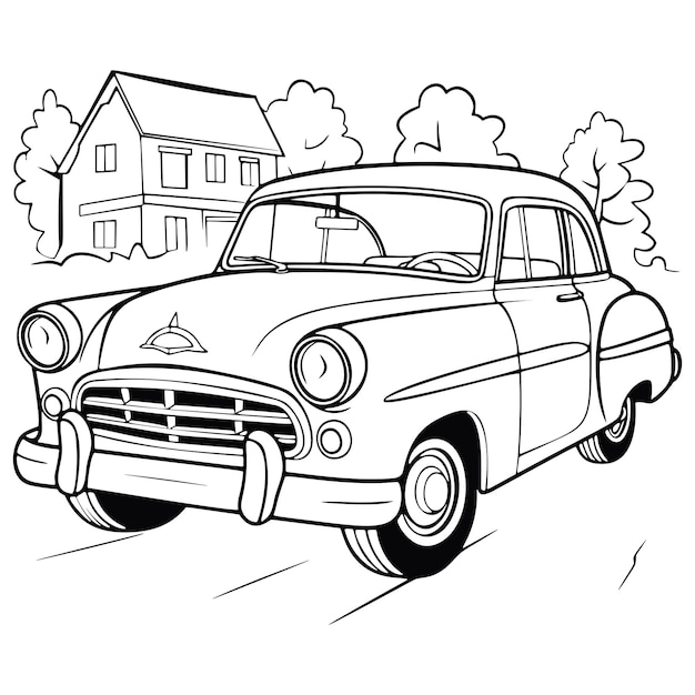 Premium vector vintage car coloring page