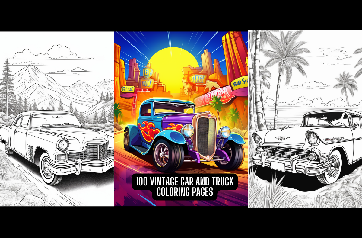 Vintage car and truck coloring pages