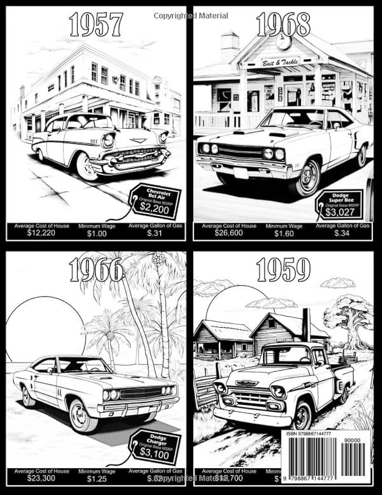 Vintage cars trucks adult coloring book a journey through time featuring muscle cars vintage cars classic trucks