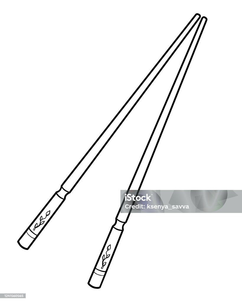 Coloring book nature bamboo chopsticks stock illustration