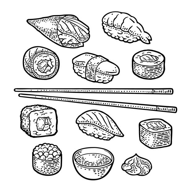 Sushi sticks illustrations royalty
