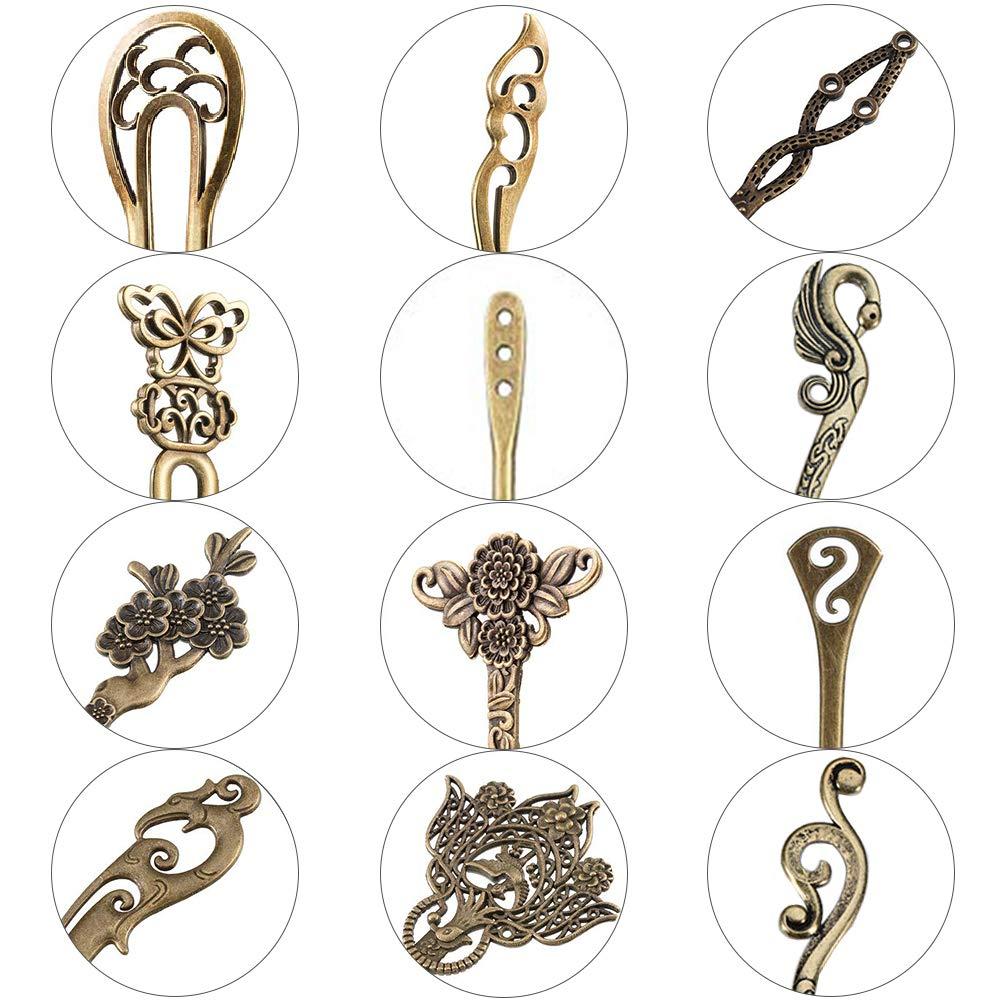 Pieces chinese women hair sticks auhoky styles vintage bronze decorative hair pin chopsticks antique retro hair forks for hair diy accessory pcs bronze