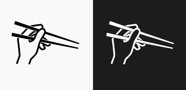 Hand chopsticks white background stock illustrations royalty