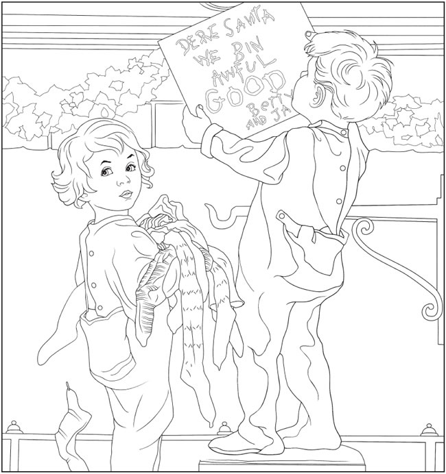 Download vintage christmas coloring page â