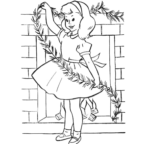 Vintage christmas coloring pages merry coloring christmas book printable pdf instant digital download pages holiday activity book download now