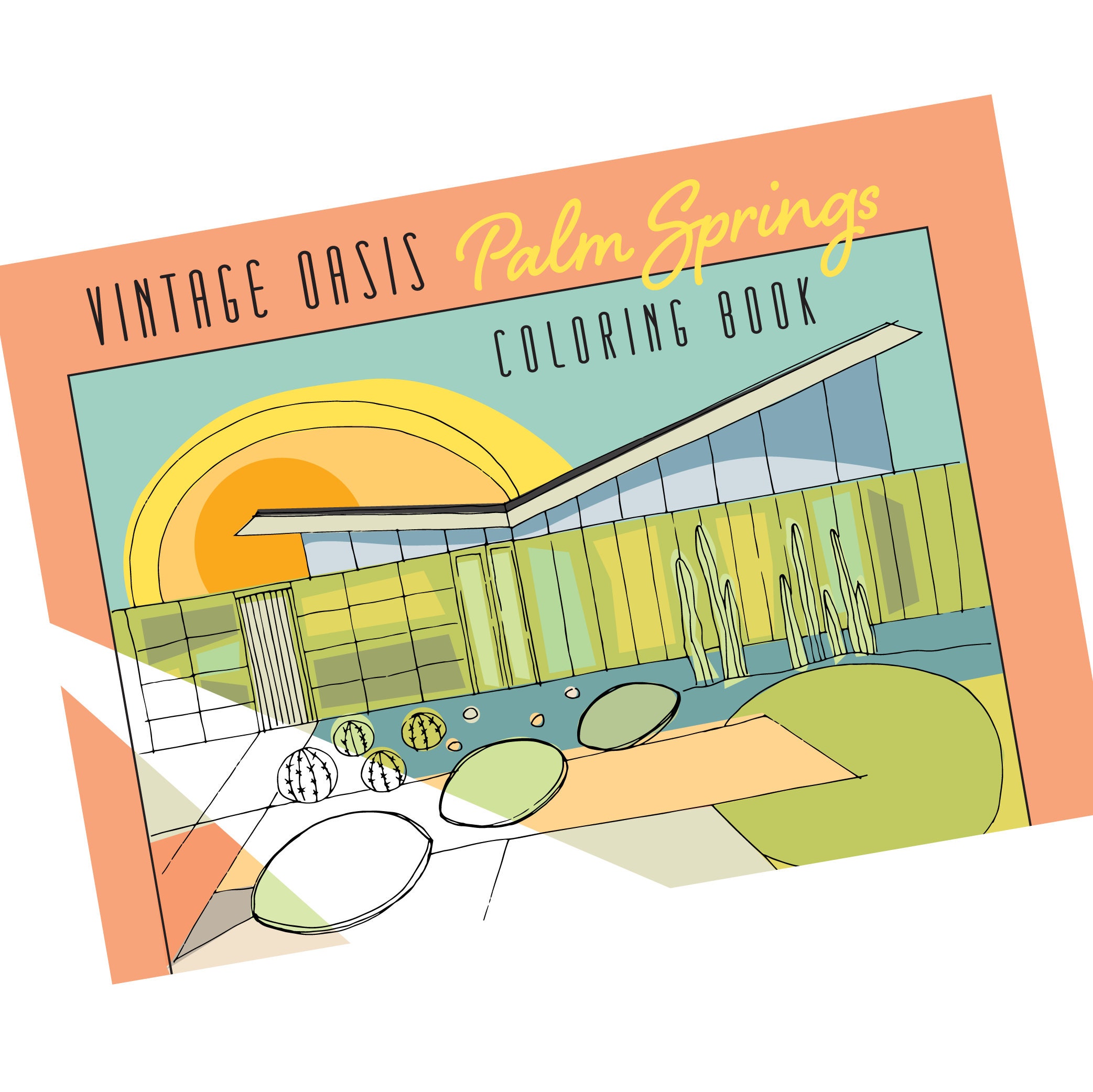 Palm springs coloring book vintage oasis printable