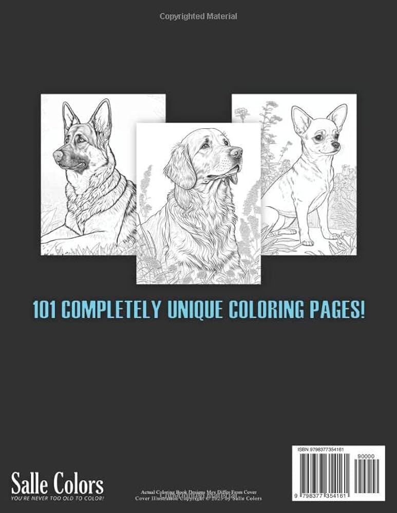 Dogs coloring book for adults relaxation and stress relief featuring dog breeds for nine and animal lovers or a great gift for kids girls boys ages