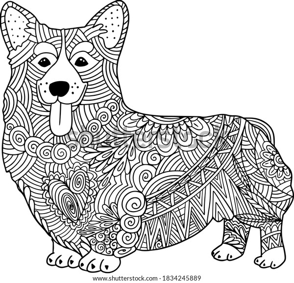 Hand drawn coloring pages dog zentangle stock vector royalty free