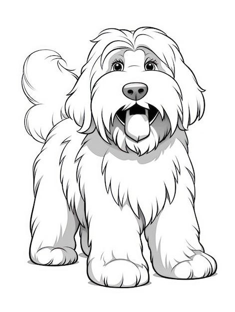 Premium ai image coloring pages for kids happy baby dog cartoon style