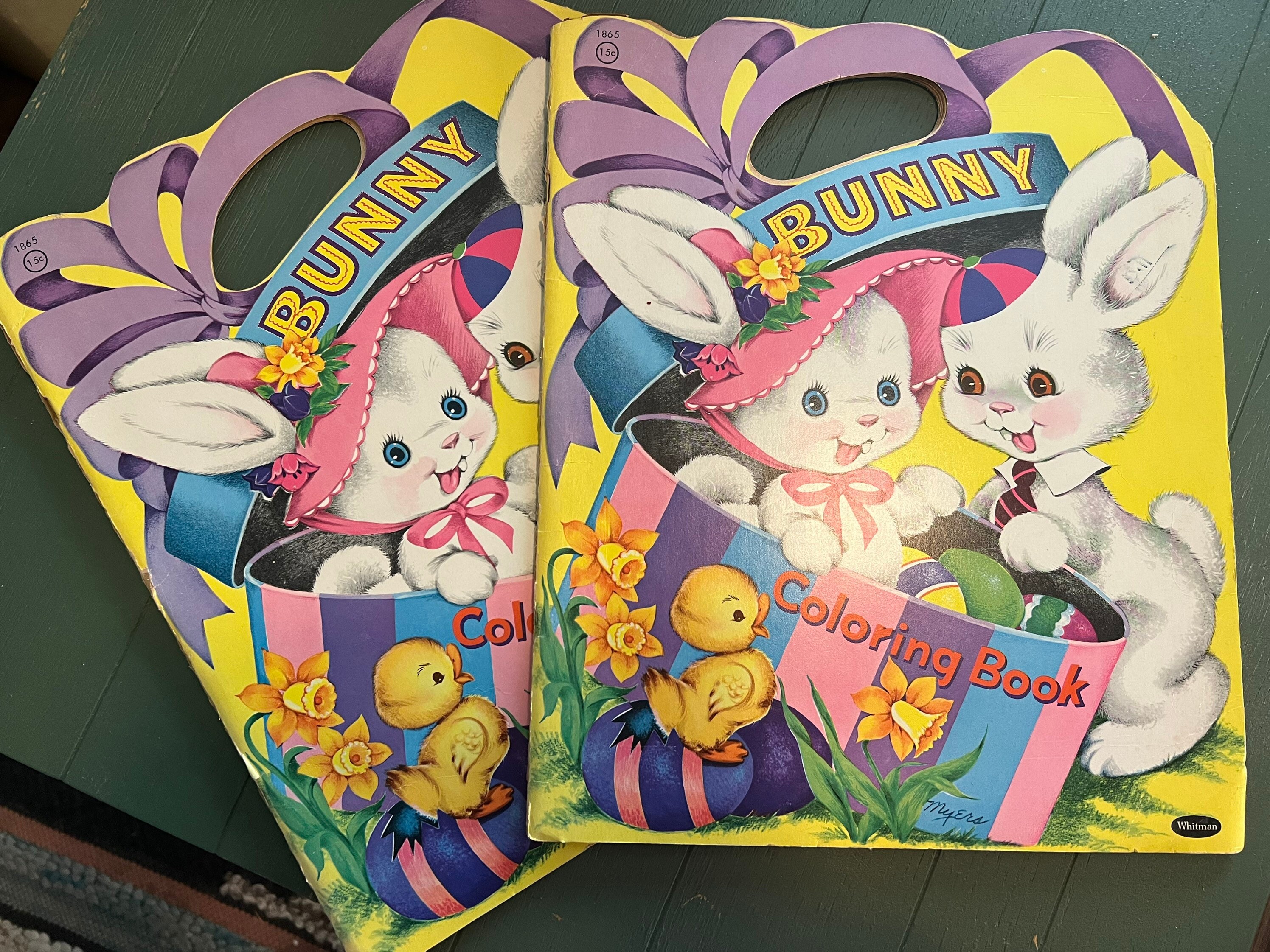Vintage bunny coloring book easter coloring book oversized whitman publishing pany