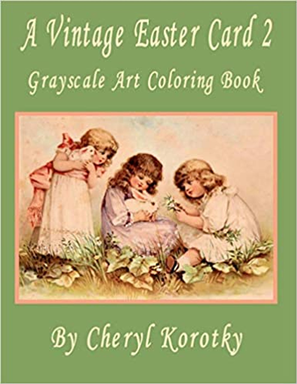 A vintage easter card grayscale art coloring book
