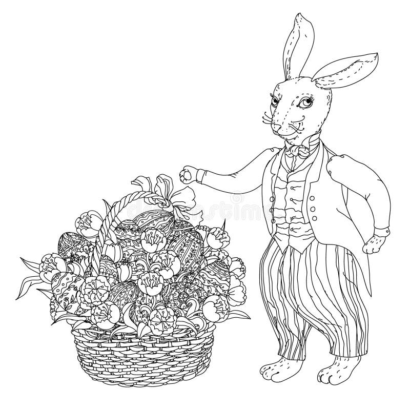 Easter bunny coloring stock illustrations â easter bunny coloring stock illustrations vectors clipart