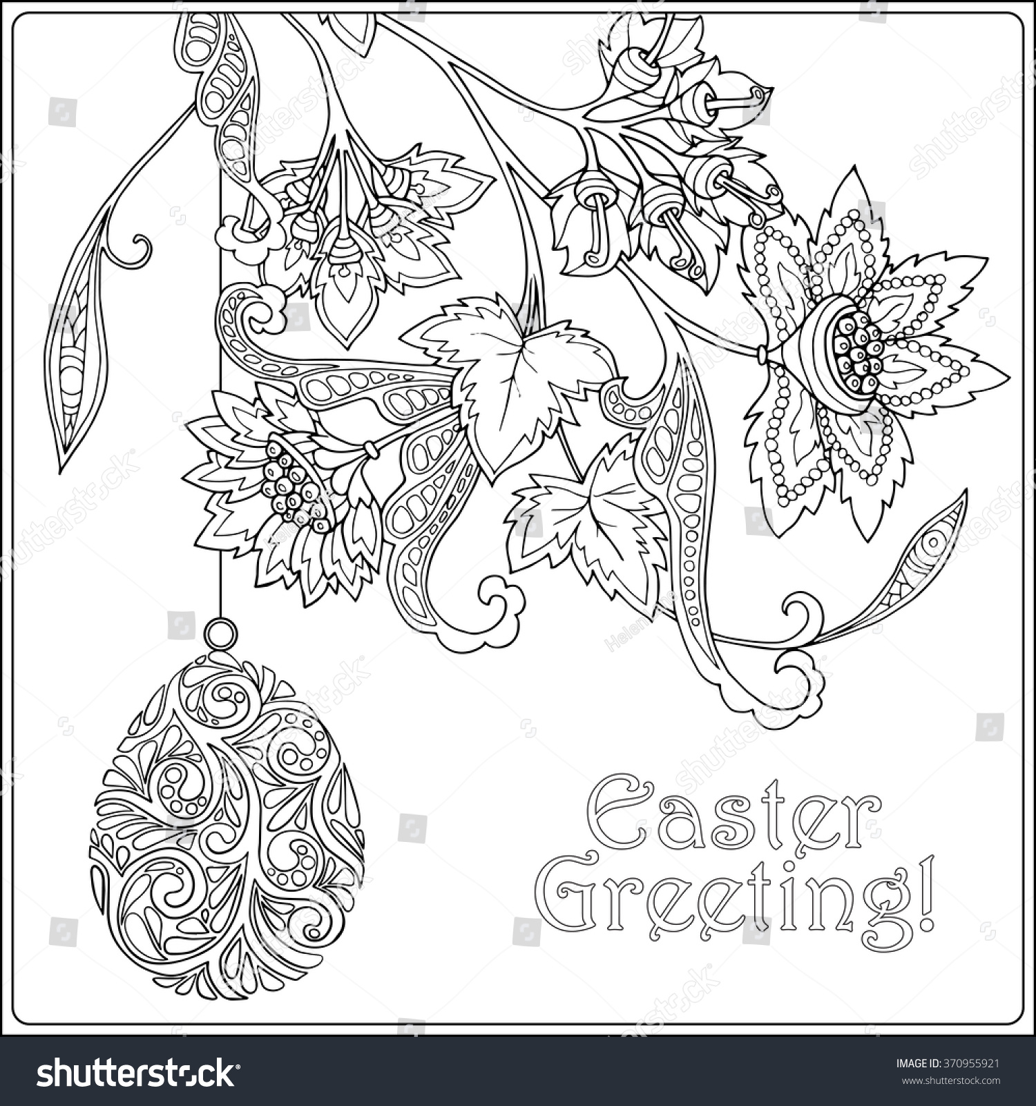 Decorative vintage flowers easter eggs coloring stock vector royalty free