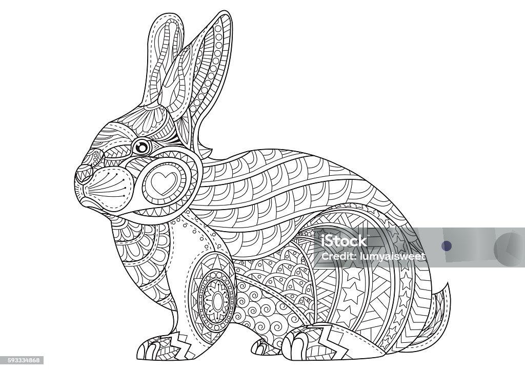 Hand drawn vintage doodle bunny vector illustration for easter stock illustration