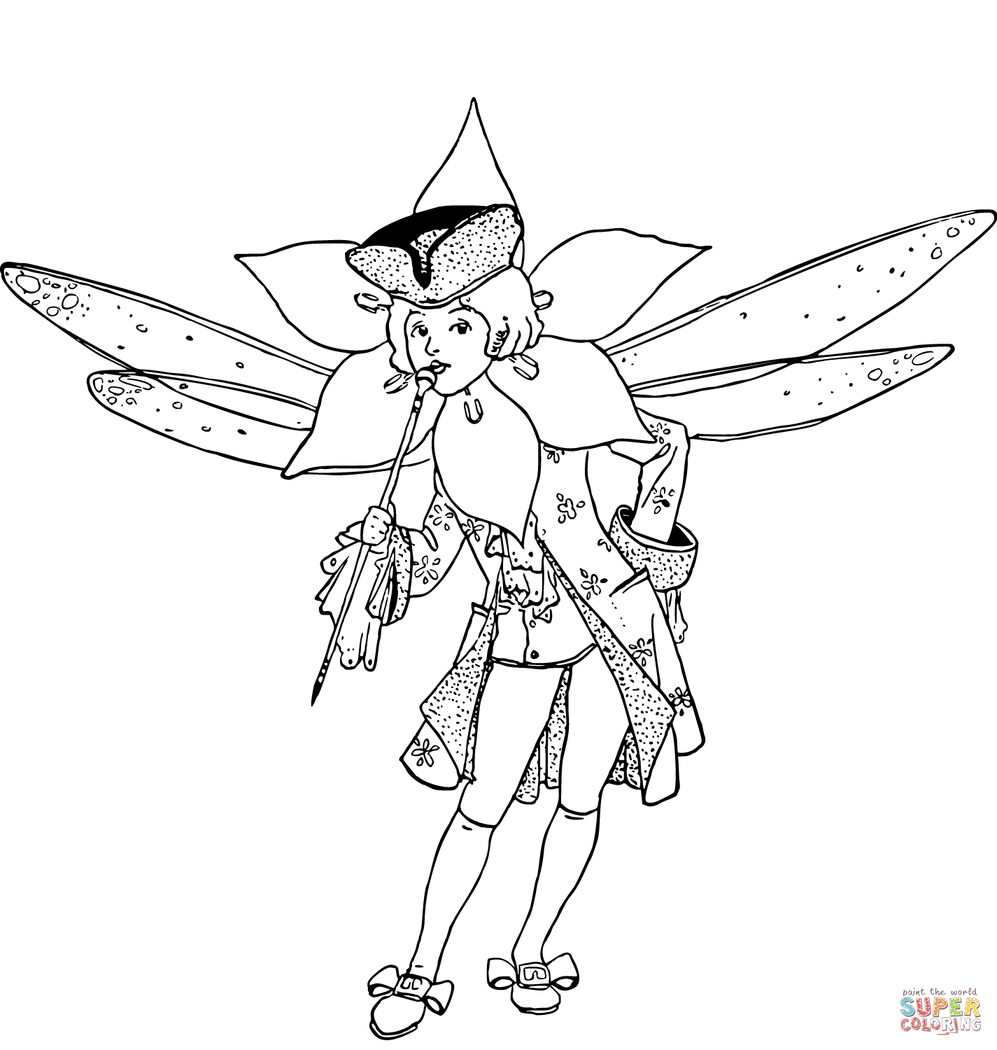 Vintage fairy coloring page free printable coloring pages