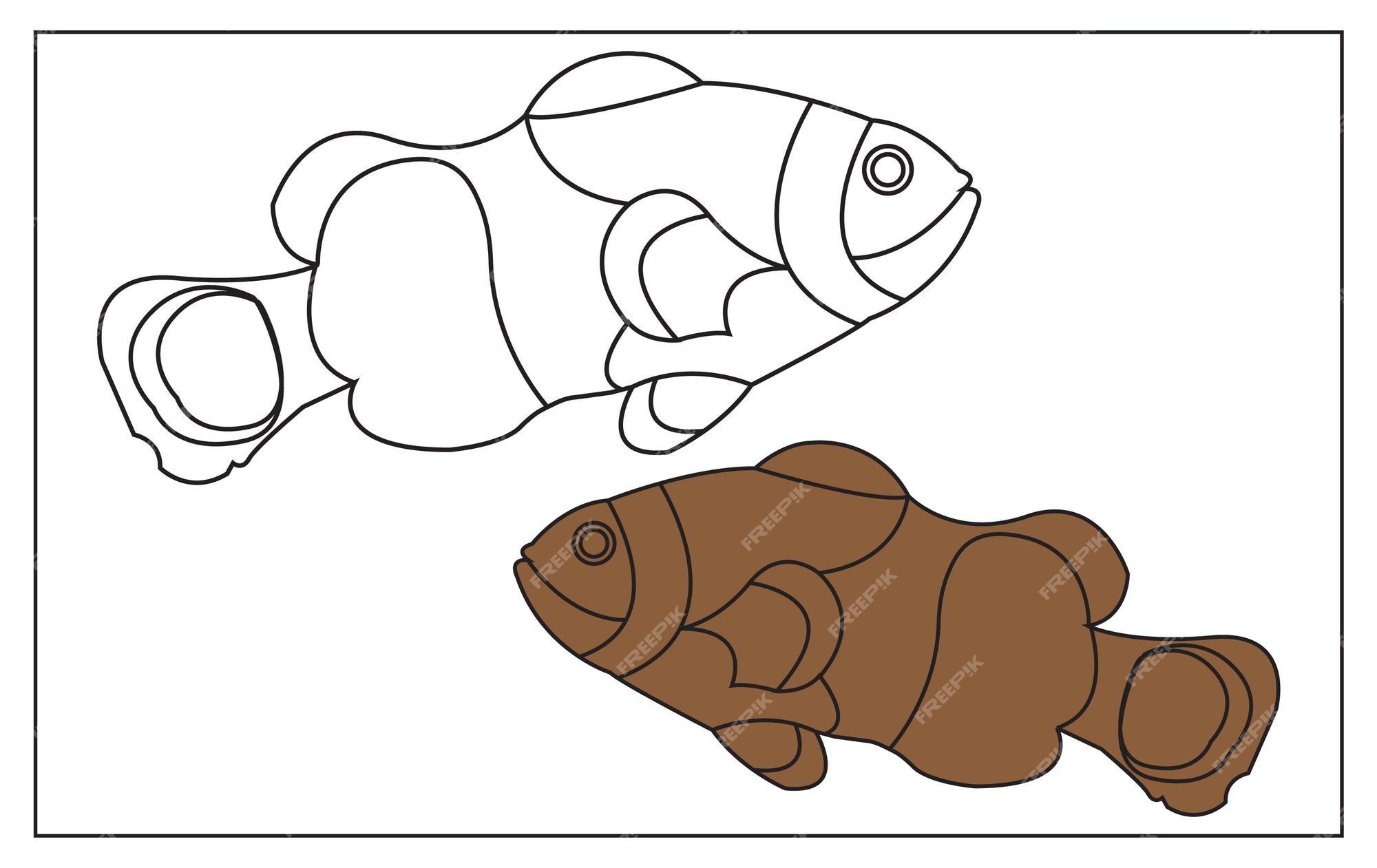Premium vector fish line art for coloring book tshirt design logo design hand drawing vintage engraving