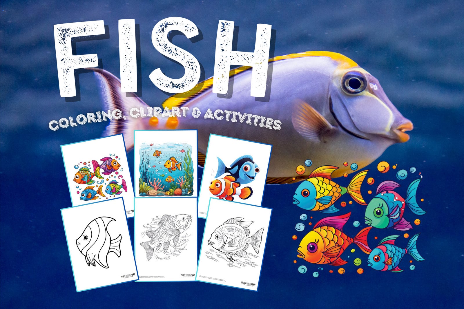Free fish coloring pages color clipart swim through a sea of creativity activities at