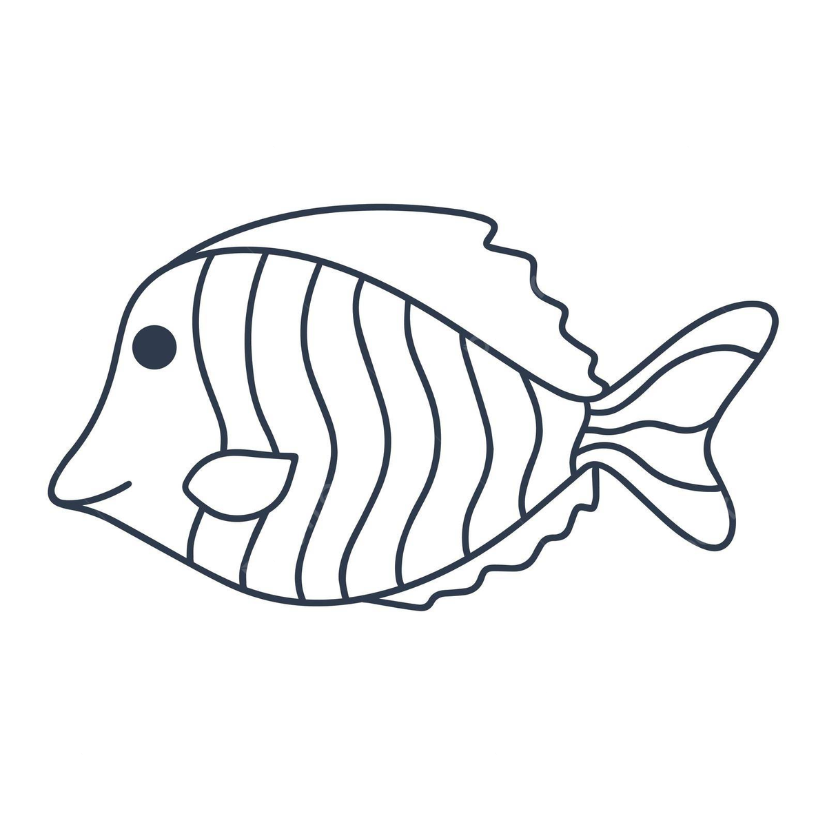 Single cute striped fish doodle style sketch vintage ocean vector fish drawing ocean drawing trip drawing png and vector with transparent background for free download