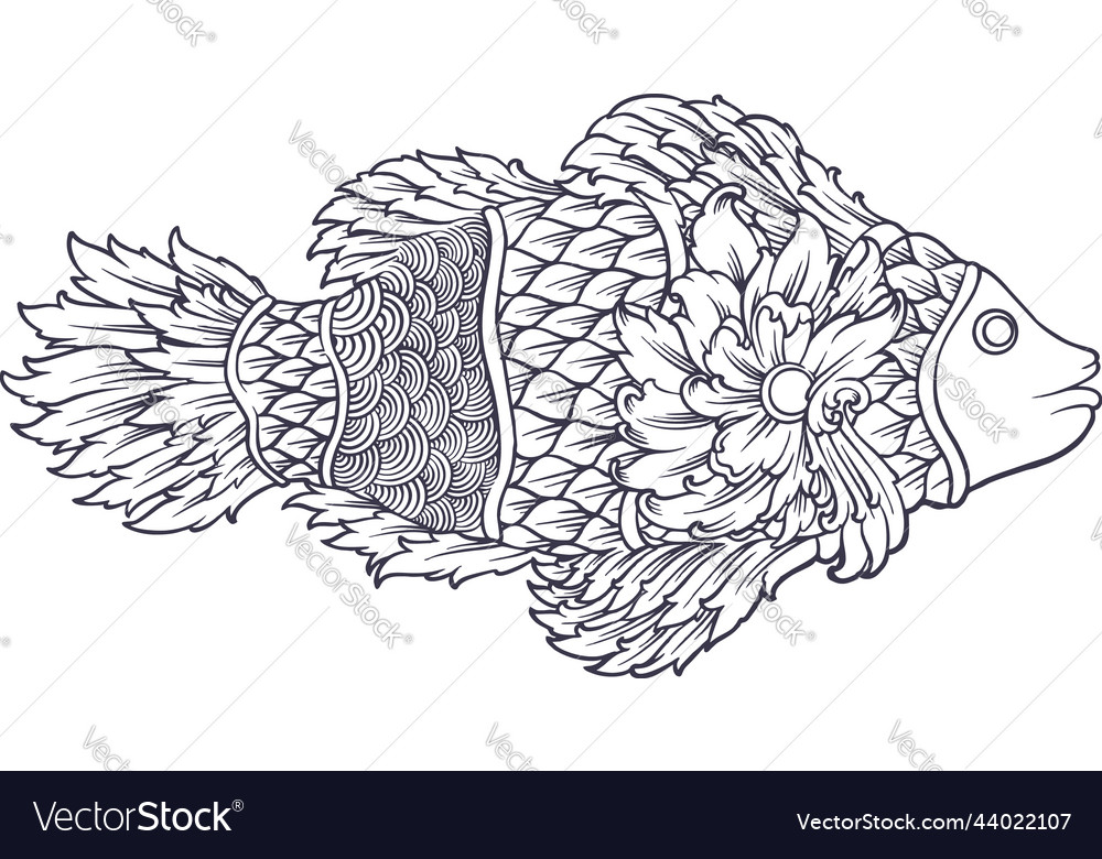 Vintage luxury ornament fish silhouette royalty free vector