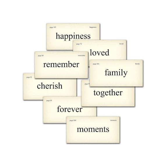 Digital vintage family vocabulary flash cards by downloadable printable pdf collage sheet scrapbooking embellishment