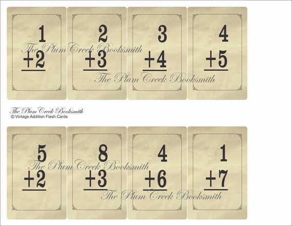 Vintage looking addition flash cards decorative journal cards for junk journal pages ephemera scrapbooking instant digital download