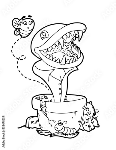Venus fly trap coloring book vector cartoon vector