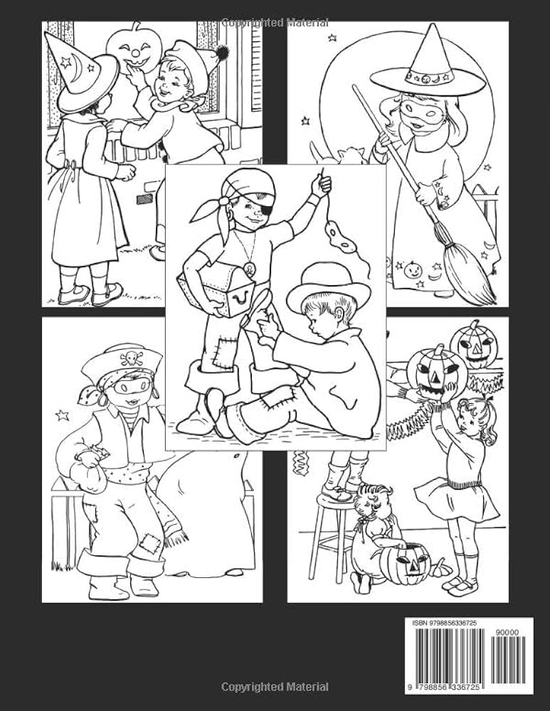 Vintage halloween coloring book peaceful nostalgic memories coloring pages with classic kids in spooky halloween illustration for teens adults stress relief and relaxation arianna harvey books