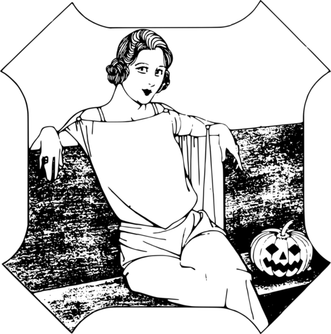 Vintage halloween lady coloring page free printable coloring pages
