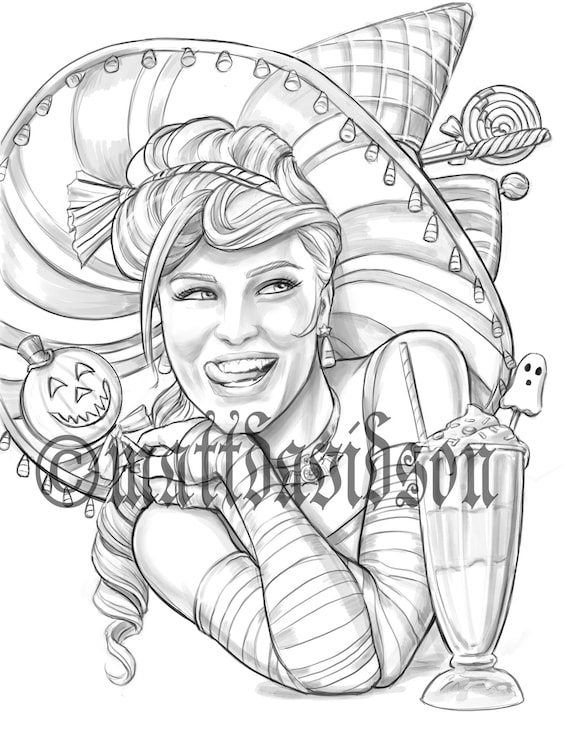 Coloring pages for adults wickedly sweet halloween grayscale colouring for grown ups instant download printable coloring pages