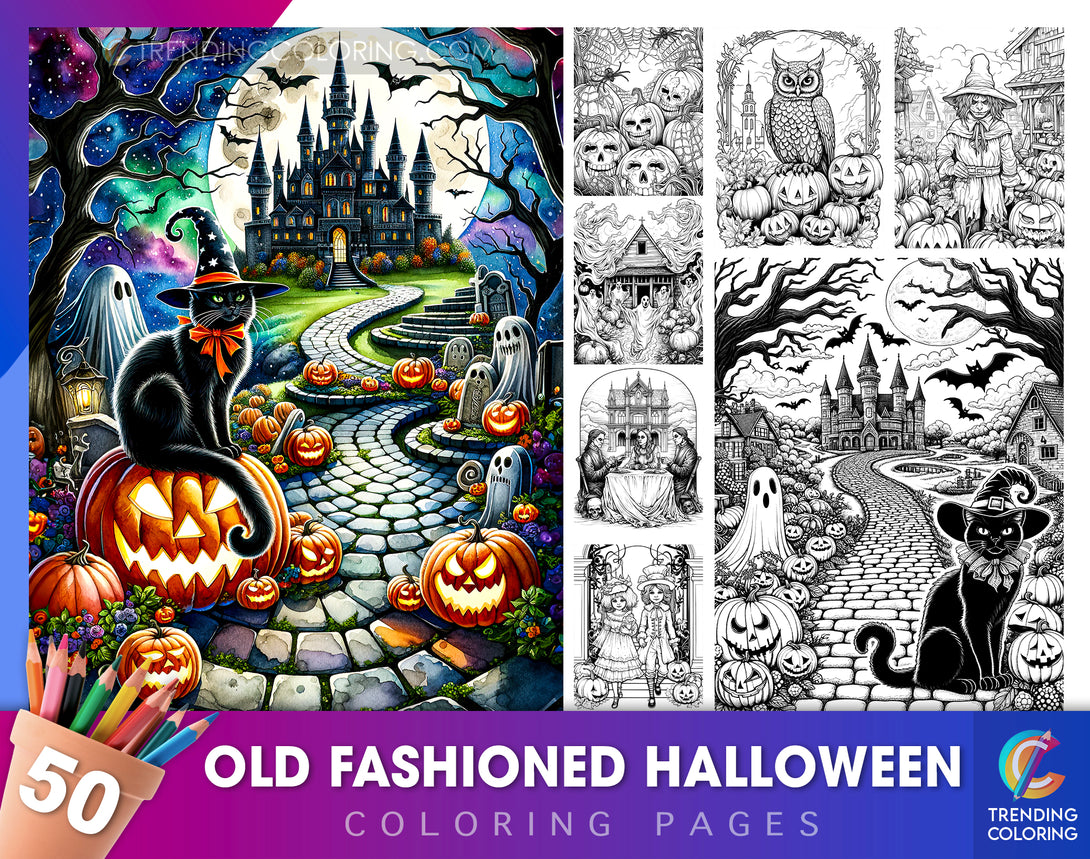 Old fashioned halloween coloring pages