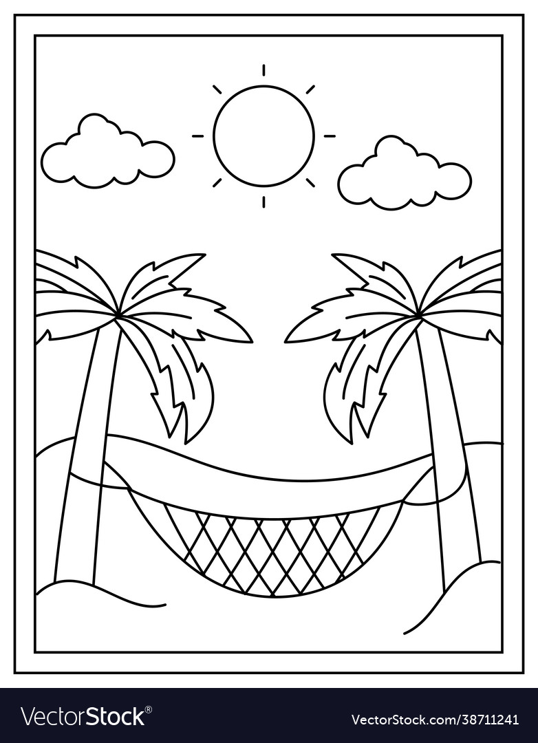 Hammock colouring page royalty free vector image