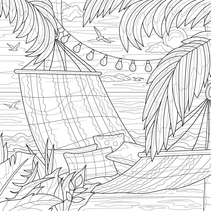 Hammock coloring stock illustrations â hammock coloring stock illustrations vectors clipart