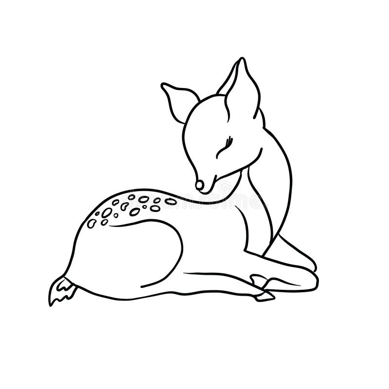 Hand drawn young deer in tribal style magic vintage vector illustration in black on white stock vector