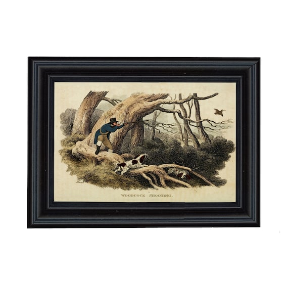 Woodcock hunting framed color print antique style english cabin lodge gallery wall wall art decor