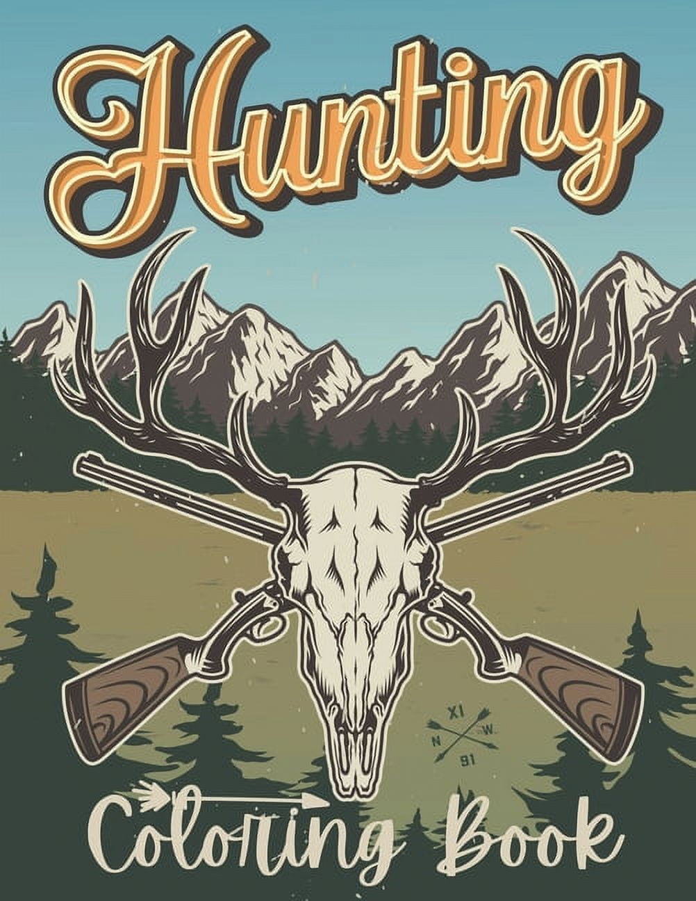 Hunting coloring book deer hunting coloring book for everyone with deers and ducks illustrations funny hunting coloring book for men and adults premium cover