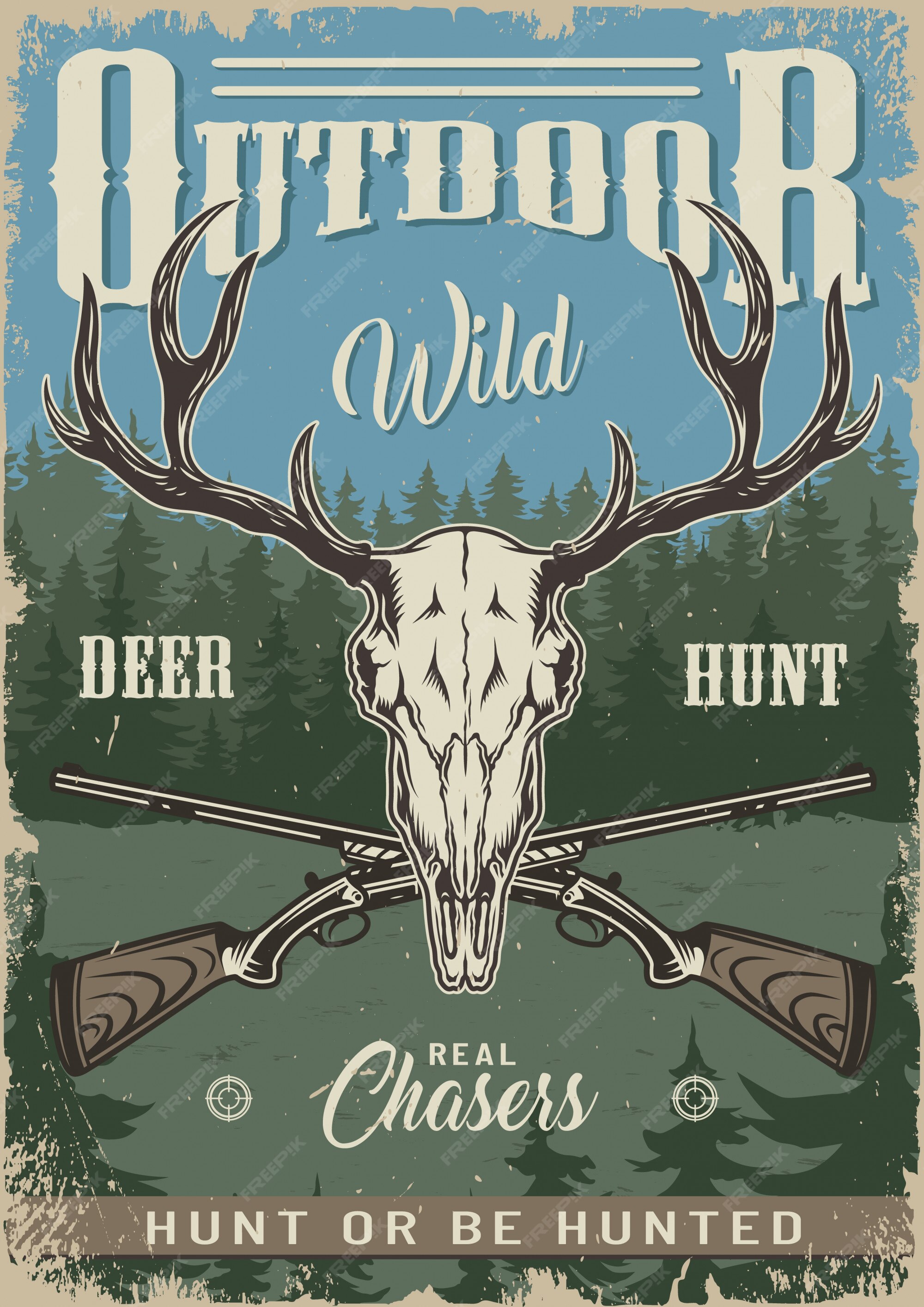 Free vector vintage hunting colorful poster