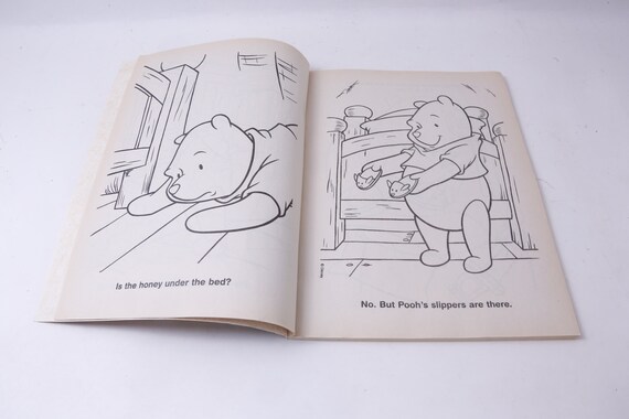 Uncolored pooh hunting for honey special edition coloring book golden vintage picture book child reading nursery library