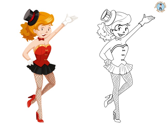 Circus character coloring page
