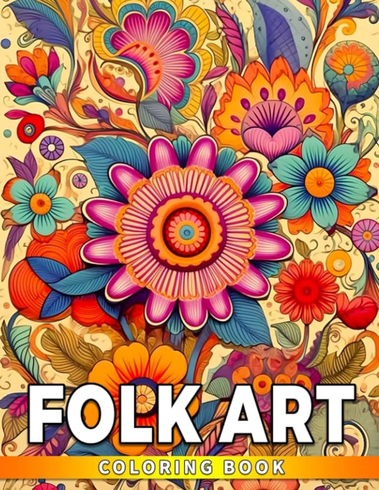 Folk art coloring book favorite vintage with mind blowing coloring pag gift idea for kids adults anxiety relieving hunt elissa libros