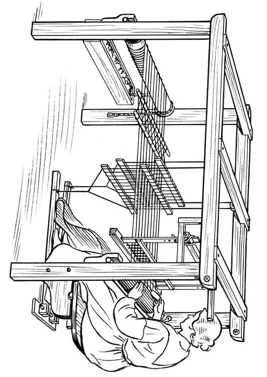 Coloring page weaver at loom