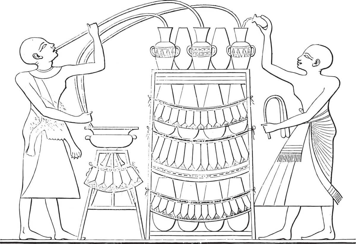 Vintage engraving of a scene from a tomb at thebes vector antique vase men png and vector with transparent background for free download