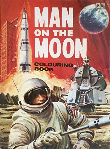 Vintage man on the moon colouring book large paperback world dist â midas touch toys games and collectables