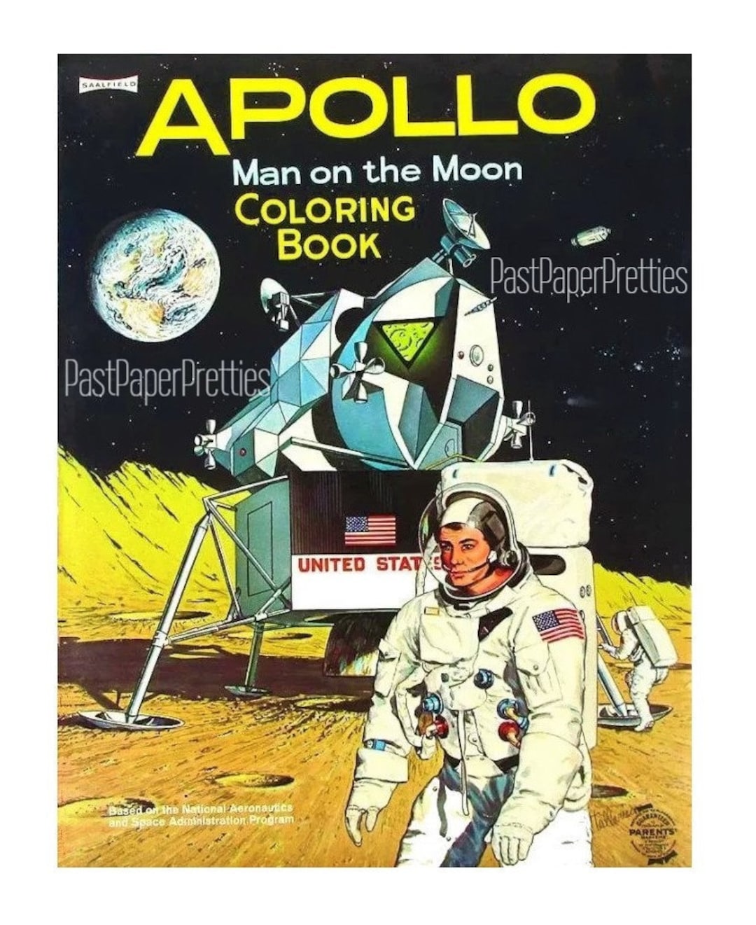 Vintage printable coloring book apollo the man on the moon c pdf instant digital download sci fi space clipart pages